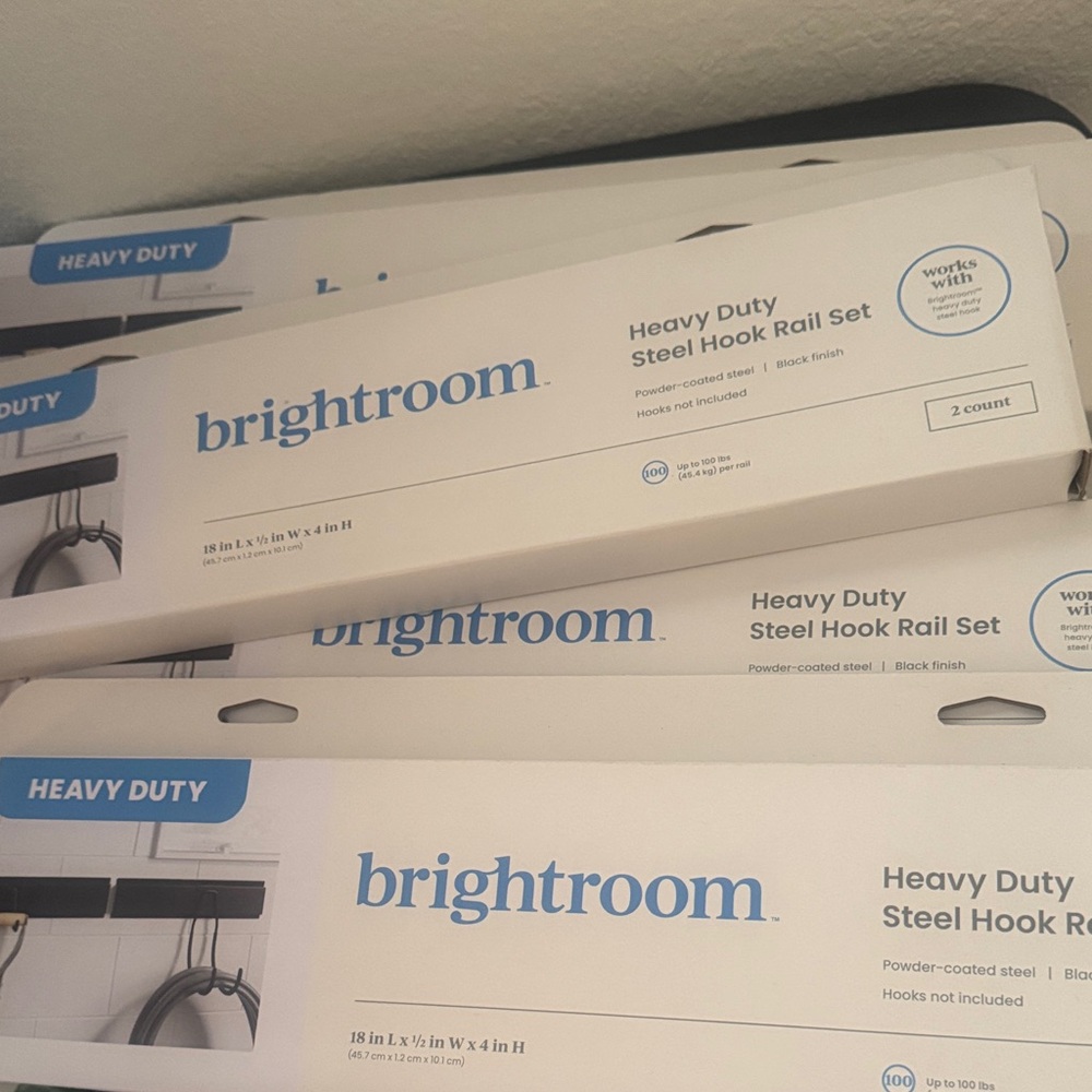 Brightroom Heavy Duty Steel Hook Rail Set - Black